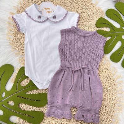 Conjunto body e jardineira Sofia- lilás
